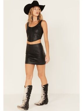 Idyllwind Gallaway black Studded Mini Skirt with Star Accents